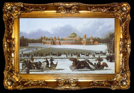framed  unknow artist Sleigh Races in the Petrovsky Park, ta009-2
